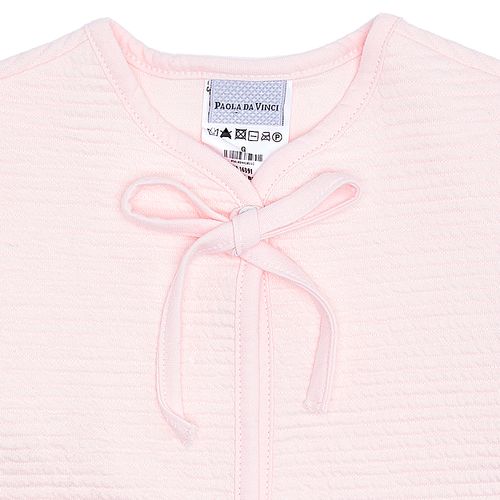 Conjunto de Bebê Feminino Malha Gappy com Laço - ROSA