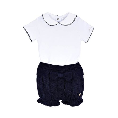 Conjunto de Bebê Feminino Body Pima Picueta com Shorts - AZUL MARINHO
