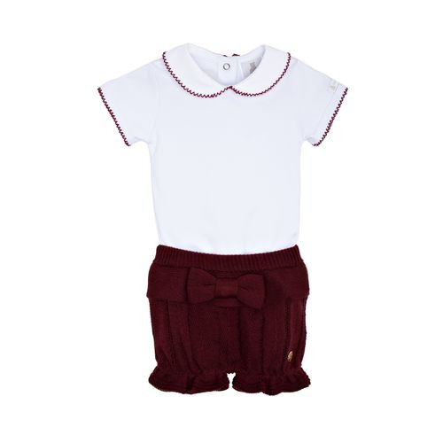 Conjunto de Bebê Feminino Body Pima Picueta com Shorts - BORDO