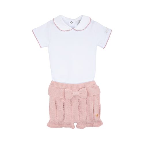 Conjunto de Bebê Feminino Body Pima Picueta com Shorts - ROSA MESCLA