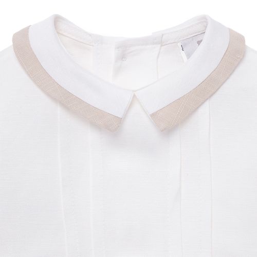 Conjunto de Batizado Bebê Masculino Linho Camisa com Shorts - KAKI