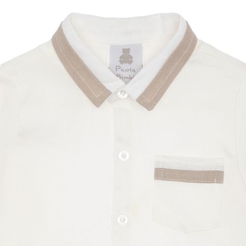 Conjunto de Bebê Masculino Puro Linho Jardineira com Camisa - KAKI