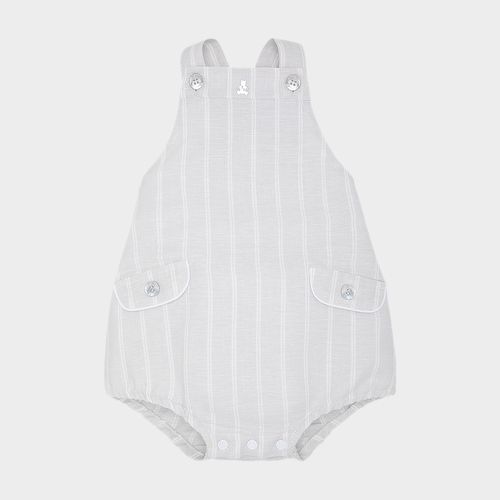 Romper de Bebê Masculino Linho Listrado - CINZA
