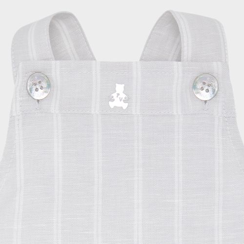 Romper de Bebê Masculino Linho Listrado - CINZA