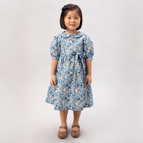 Vestido de Bebê Feminino Fustão Estampa Royals - AZUL MARINHO
