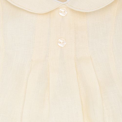 Romper de Bebê Feminino Puro Linho com Laço - AMARELO
