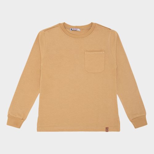 Camiseta Infantil Masculina Manga Longa Malhão Pima - OCRE