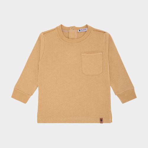 Camiseta de Bebê Masculina Manga Longa Malhão Pima - OCRE