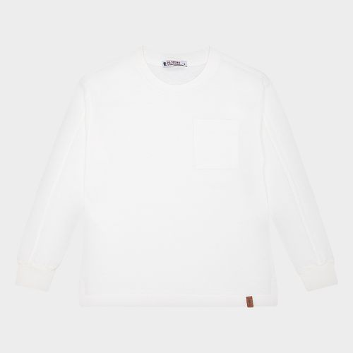 Camiseta Infantil Masculina Manga Longa com Recorte - OFF WHITE