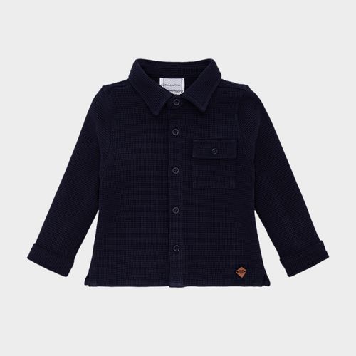 Camisa de Bebê Masculina Manga Longa Malha com Bolso - AZUL MARINHO
