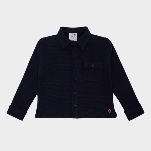 Camisa Infantil Masculina Manga Longa Malha com Bolso - AZUL MARINHO