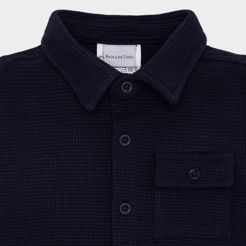 Camisa de Bebê Masculina Manga Longa Malha com Bolso - AZUL MARINHO