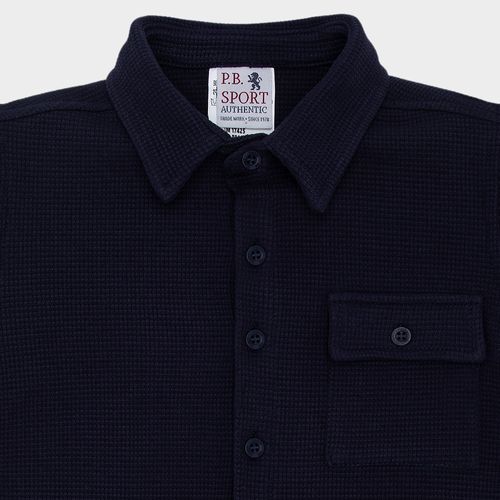 Camisa Infantil Masculina Manga Longa Malha com Bolso - AZUL MARINHO