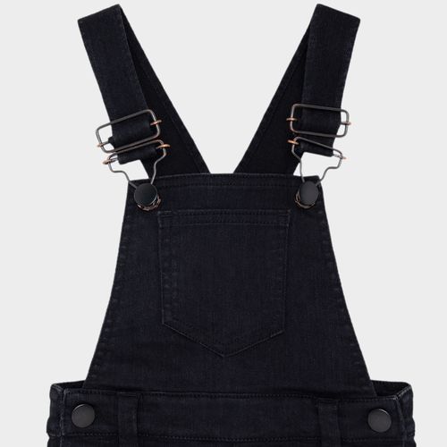Jardineira de Bebê Masculina Jeans - PRETO