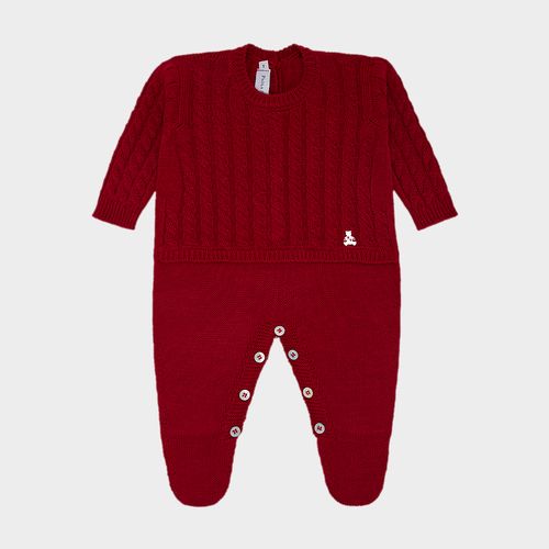Saída de Maternidade Tricot Trança - VERMELHO