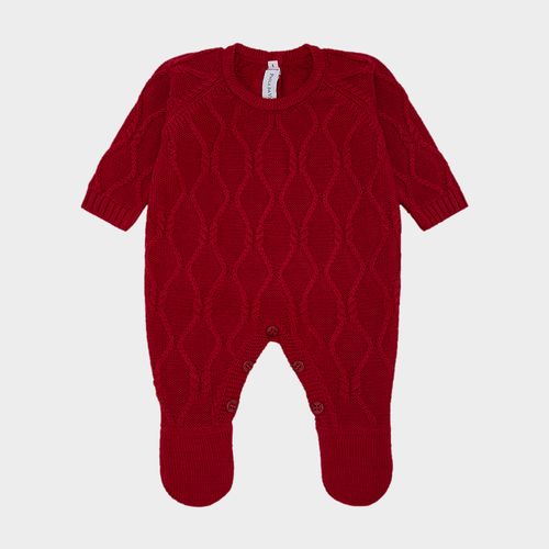 Saída de Maternidade Tricot Losangos com Manta - VERMELHO