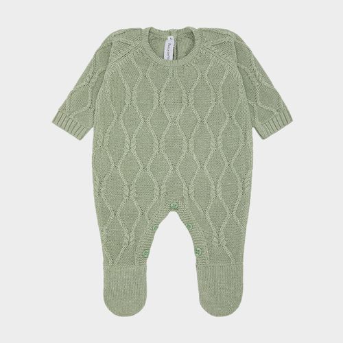 Saída de Maternidade Tricot Losangos com Manta - VERDE M.PLANT