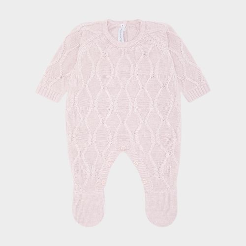 Saída de Maternidade Tricot Losangos com Manta - ROSA PASTEL