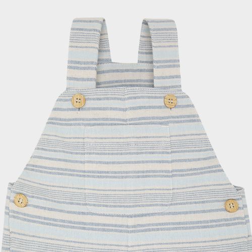 Jardineira de Bebê Masculina Listrada com Bolsos - AZUL