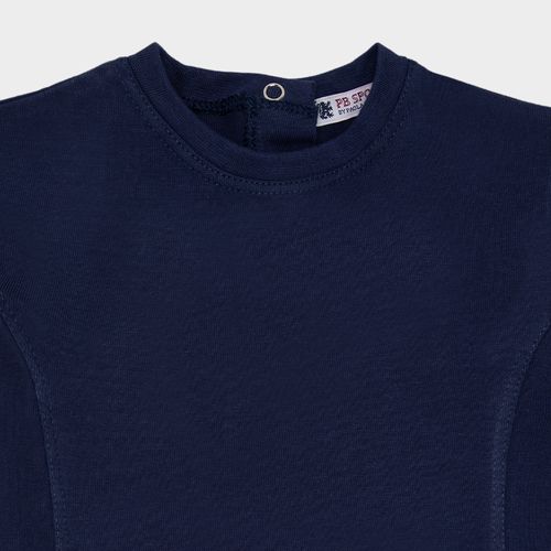 Camiseta de Bebê Masculina Manga Curta com Frisos - AZUL MARINHO