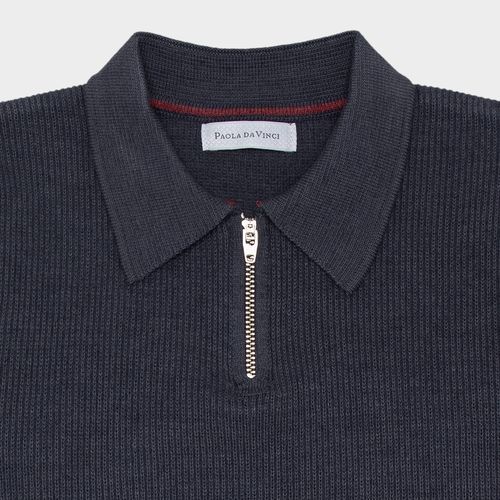 Blusa Tricot Infantil Masculina Manga Longa Gola Polo - CINZA CHUMBO