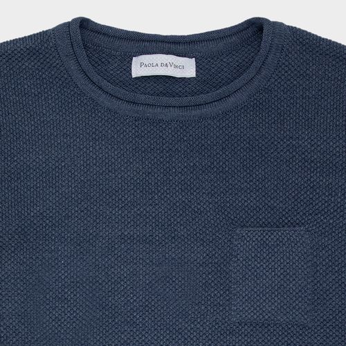 Camiseta Infantil Masculina Manga Curta Tricot com Bolso - INDIGO