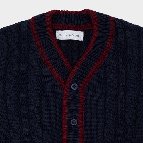 Cardigan de Bebê Masculino Tricot com Frisos - AZUL PROFUNDO