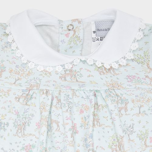 Macacão de Bebê Feminino Curto Algodão Egípcio Liberty Fabrics Floresta - AZUL