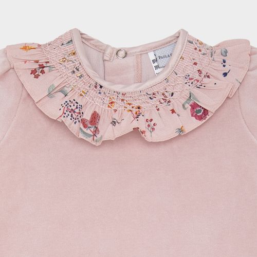Macacão de Bebê Feminino Longo Plush com Gola - ROSE