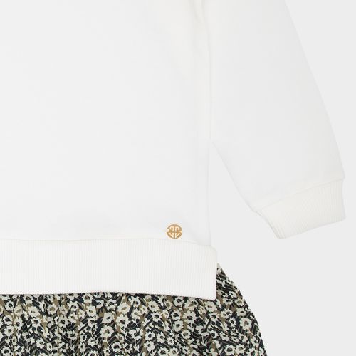 Vestido Infantil Feminino Moletom com Saia Estampa Mil Flores - OFF WHITE