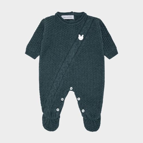 Saída de Maternidade Tricot Ponto Trança Lateral com Manta - VERDE MESCLA