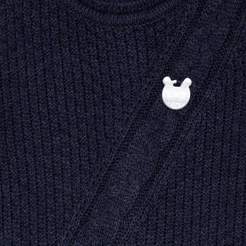 Saída de Maternidade Tricot Ponto Trança Lateral com Manta - JEANS  MESCLA