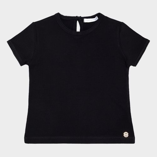 Blusa Infantil Feminina Viscose Manga Curta - PRETO