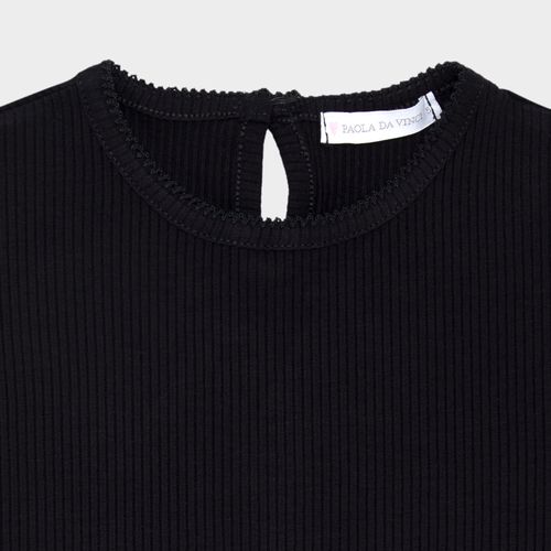 Blusa Infantil Feminina Viscose Manga Curta - PRETO