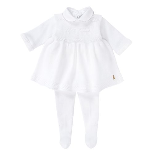 Saída de Maternidade Feminina Completa Tricot com Pérolas - BRANCO