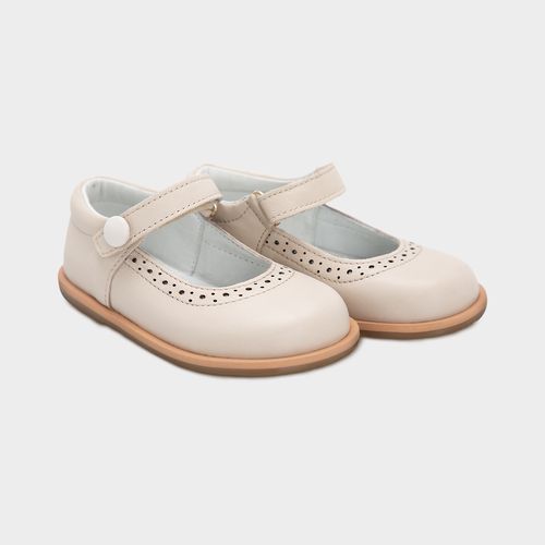 Sapato Boneca Infantil Feminino Couro Poás - OFF WHITE