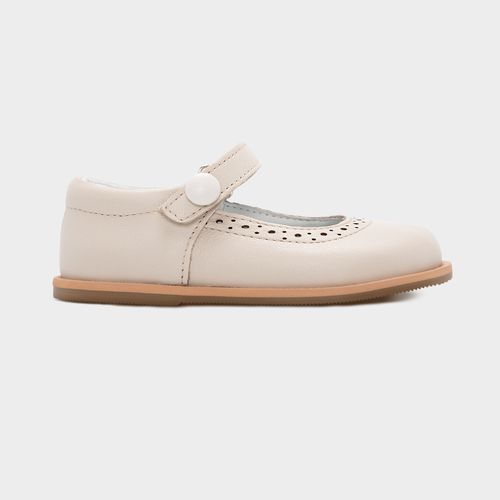 Sapato Boneca Infantil Feminino Couro Poás - OFF WHITE