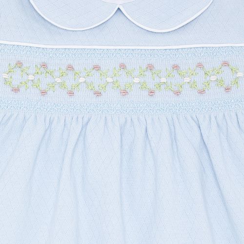 Macacão Vestido de Bebê Feminino Algodão - AZUL BEBE