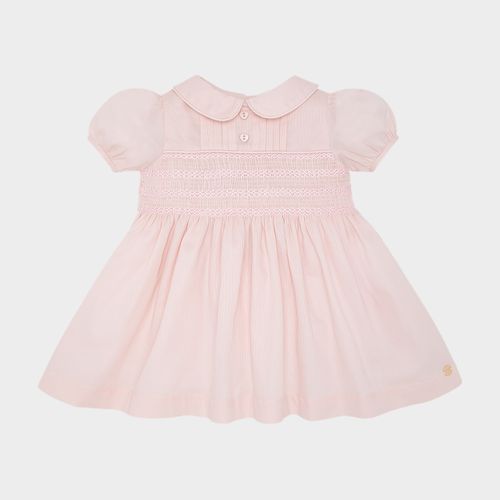 Vestido de Bebê Feminino Maquinetado Fio 60 com Pregas - ROSA