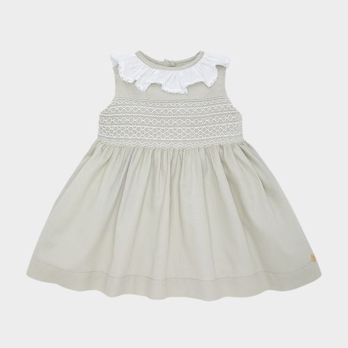 Vestido de Bebê Feminino Maquinetado Fio 60 - VERDE