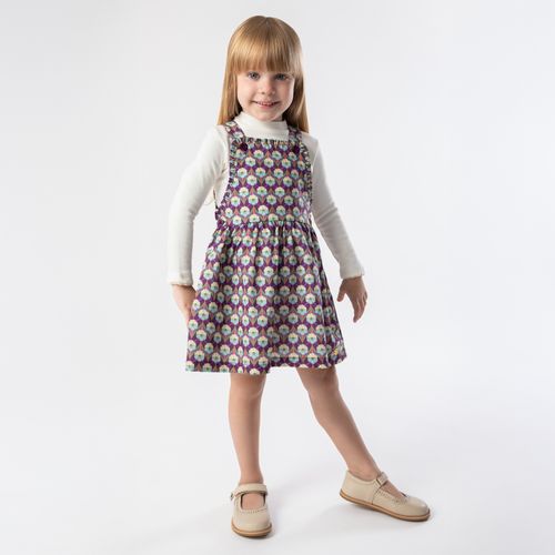 Salopete de Bebê Feminina Algodão Egípcio Liberty Fabrics - ROXO