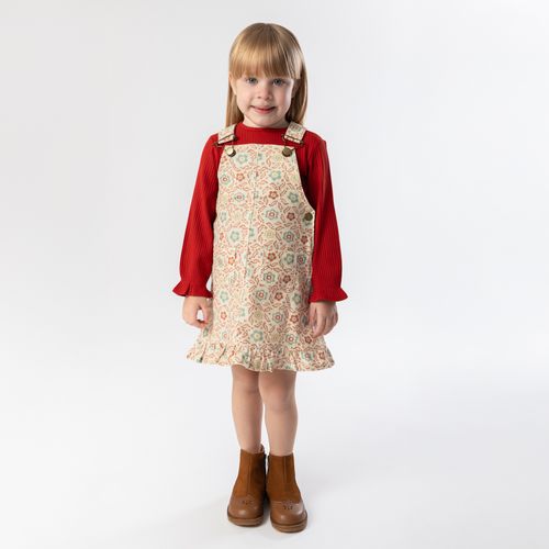Blusa de Bebê Feminina Canelada Manga Longa com Babados - BRICK