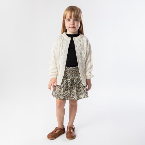 Cardigan de Bebê Unissex Tricot Ponto Trançado - OFF WHITE