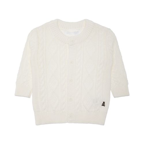 Cardigan de Bebê Unissex Tricot Ponto Trançado - OFF WHITE
