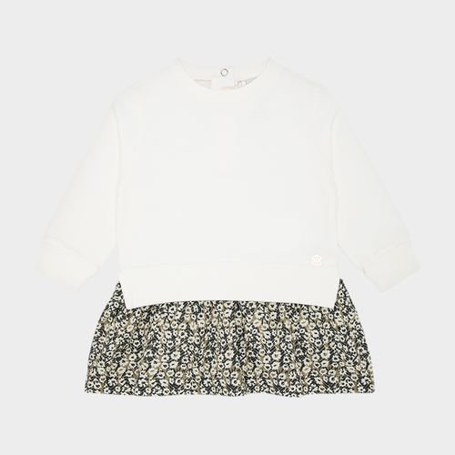 Vestido de Bebê Feminino Moletom com Saia Estampa Mil Flores - VERDE