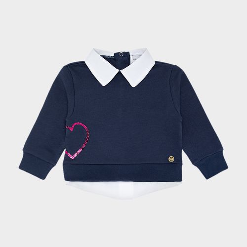 Moletom de Bebê Menina Manga Longa Algodão - AZUL MARINHO