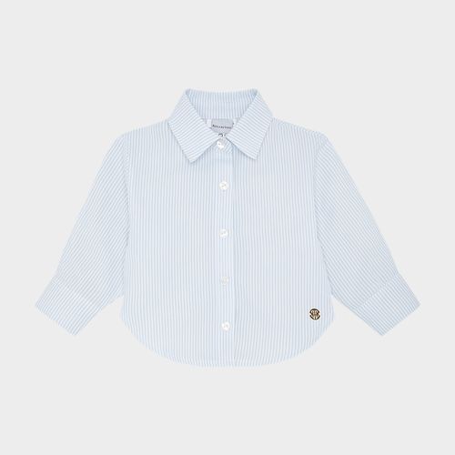 Camisa de Bebê Feminina Manga longa Listrada Anarruga - AZUL BEBE