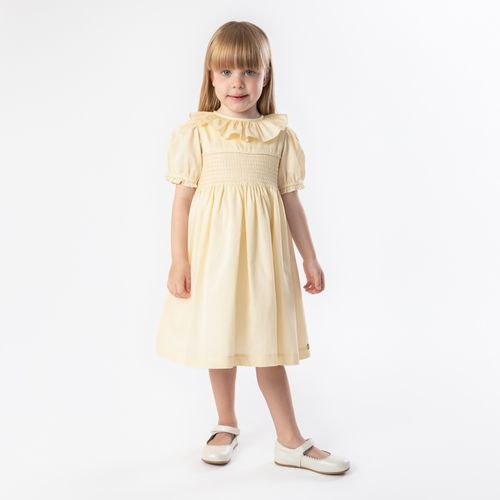 Vestido de Bebê Feminino Maquinetado Fio 60 - AMARELO