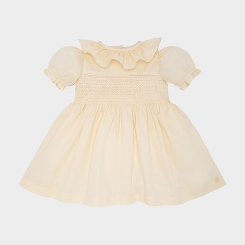 Vestido de Bebê Feminino Maquinetado Fio 60 - AMARELO