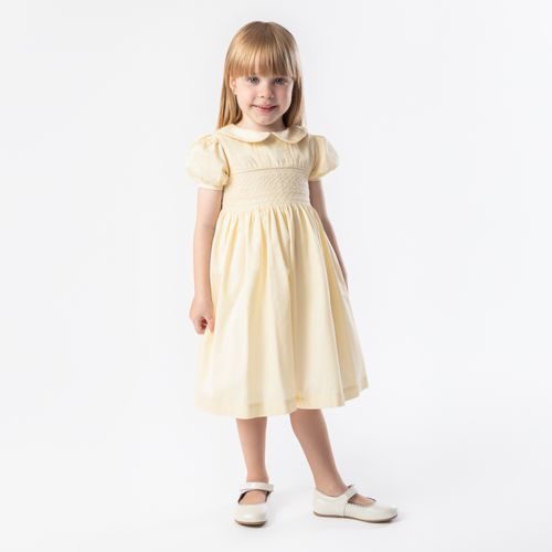 Vestido de Bebê Feminino Maquinetado Fio 60 - AMARELO